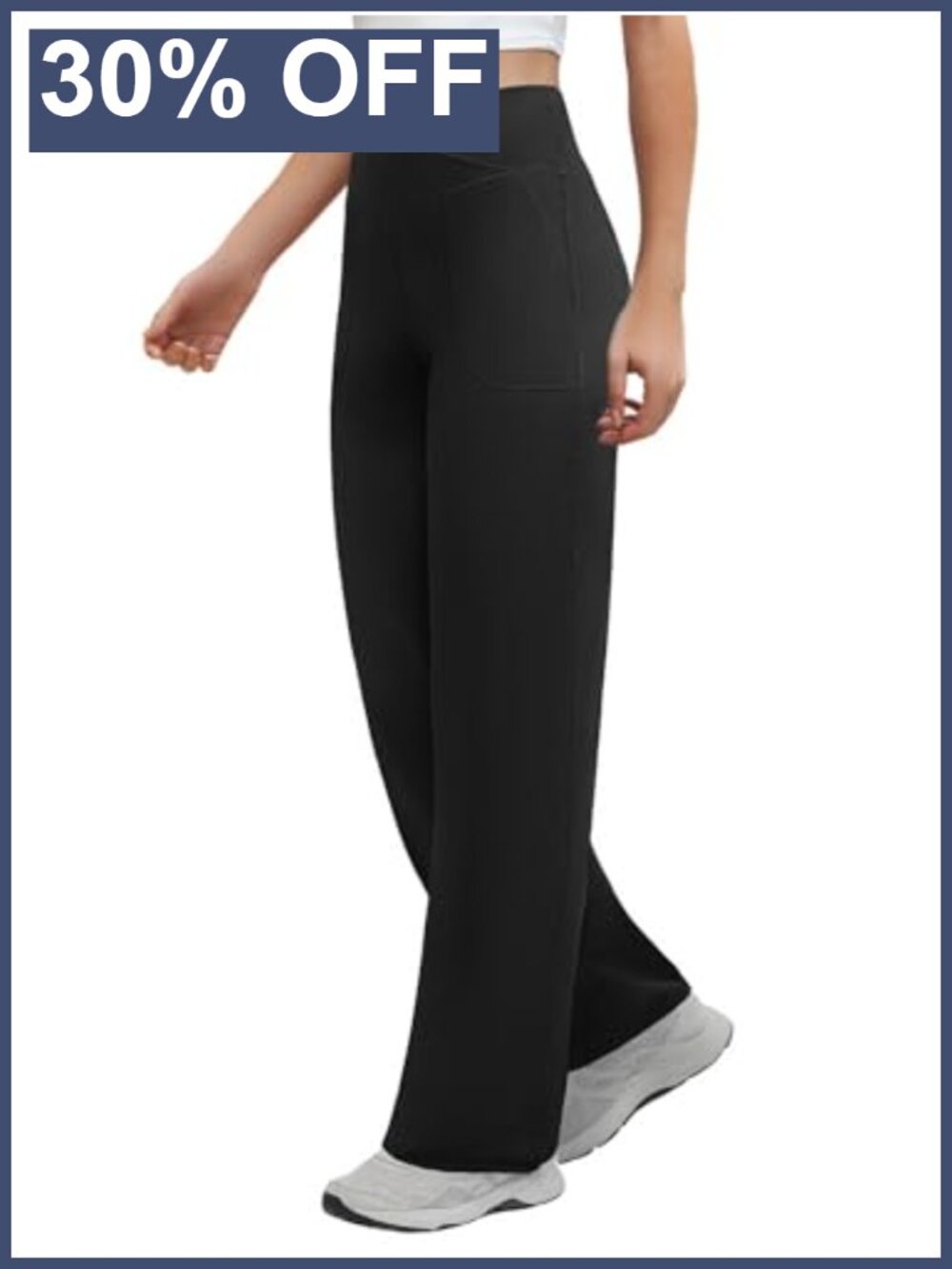 Wide Leg Yoga Pants Crossover Waist Tummy Control Pockets